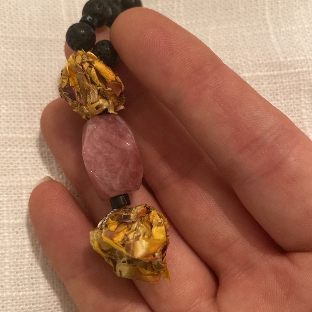 Handmade Meditation Necklace with Handmade Dried Flower Beads by Me 🫶